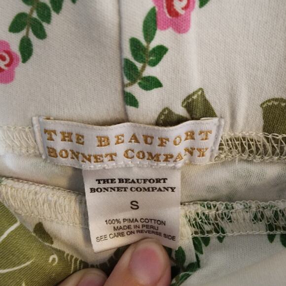 THE BEAUFORT BONNET COMPANY PAJAMA SET WOMENS SMALL PIMA PINK/GRN ELEPHANT PRINT - Picture 14 of 16
